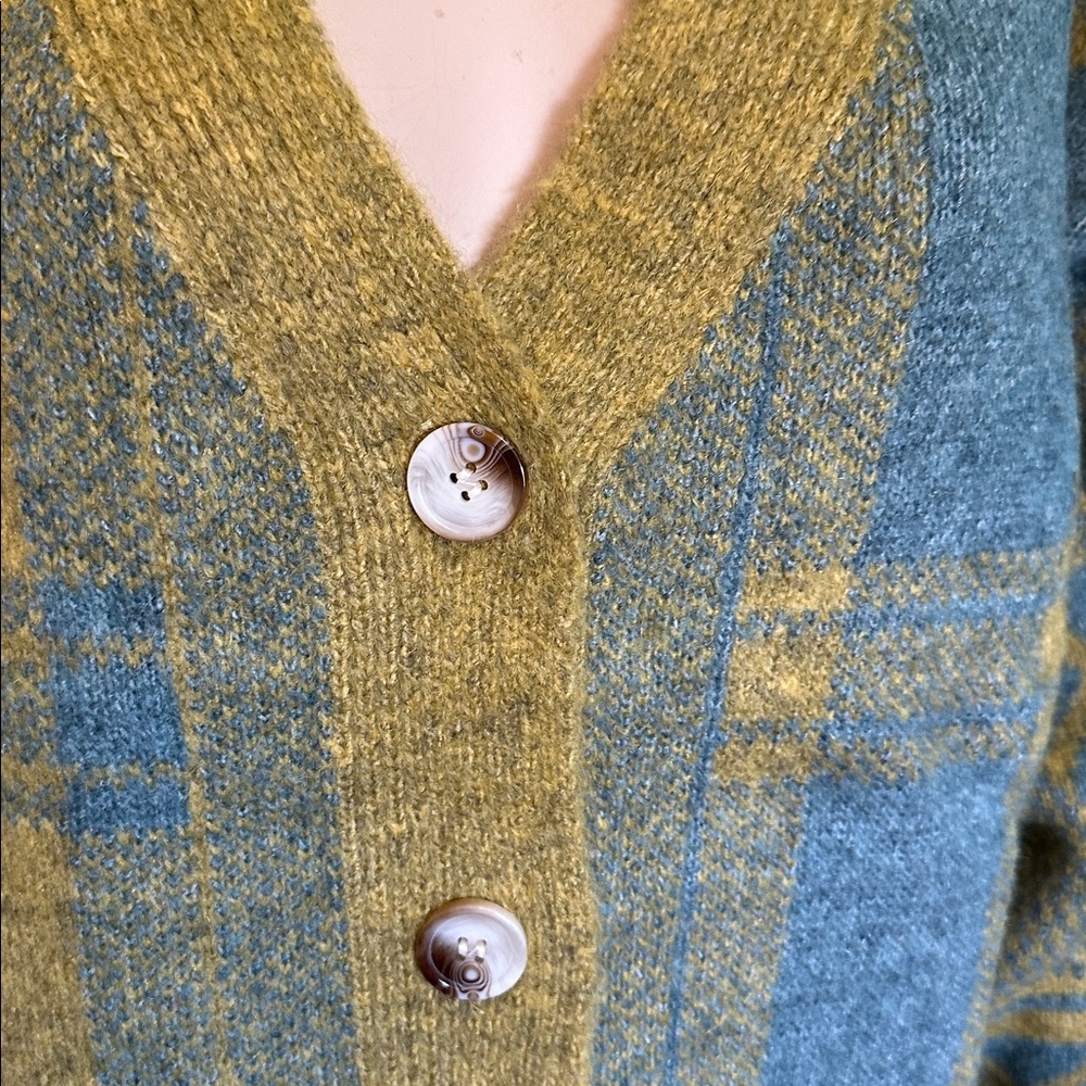 Mystree Mustard and Teal Cardigan Sweater - Picture 2 of 5